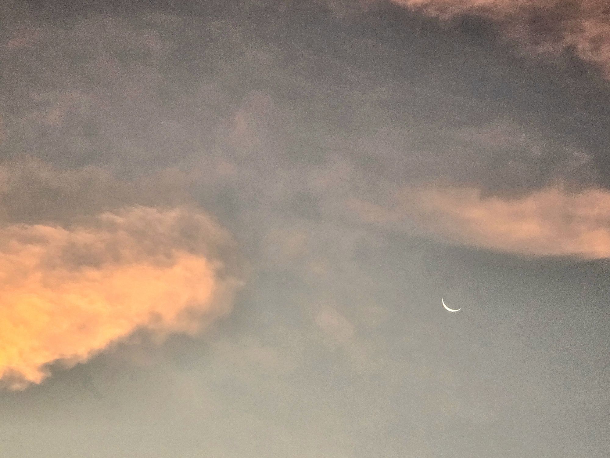 Lune et nuages roses